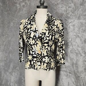Vtg Manuhealii Womens M Aloha Blazer 3/4 Sleeve Button Front Cropped Jacket